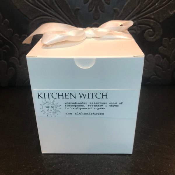 Kitchen Witch white candle