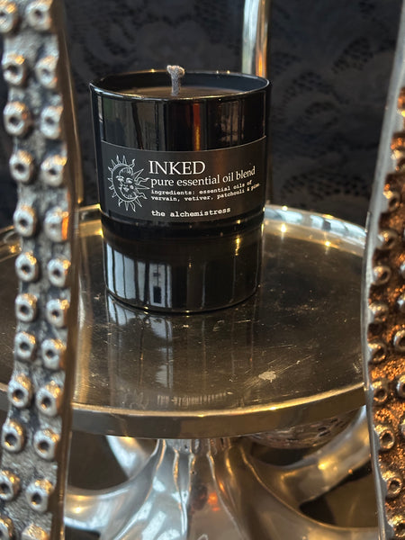 Inked glass candle