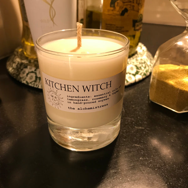 Kitchen Witch white candle